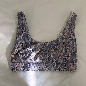 Snake Print Barley Scoop Neck Sports Bra